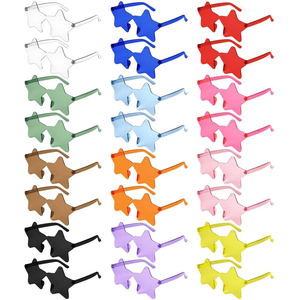 3384 24 Pcs Transparent Sunglasses Multicolor Rimless Star Shaped